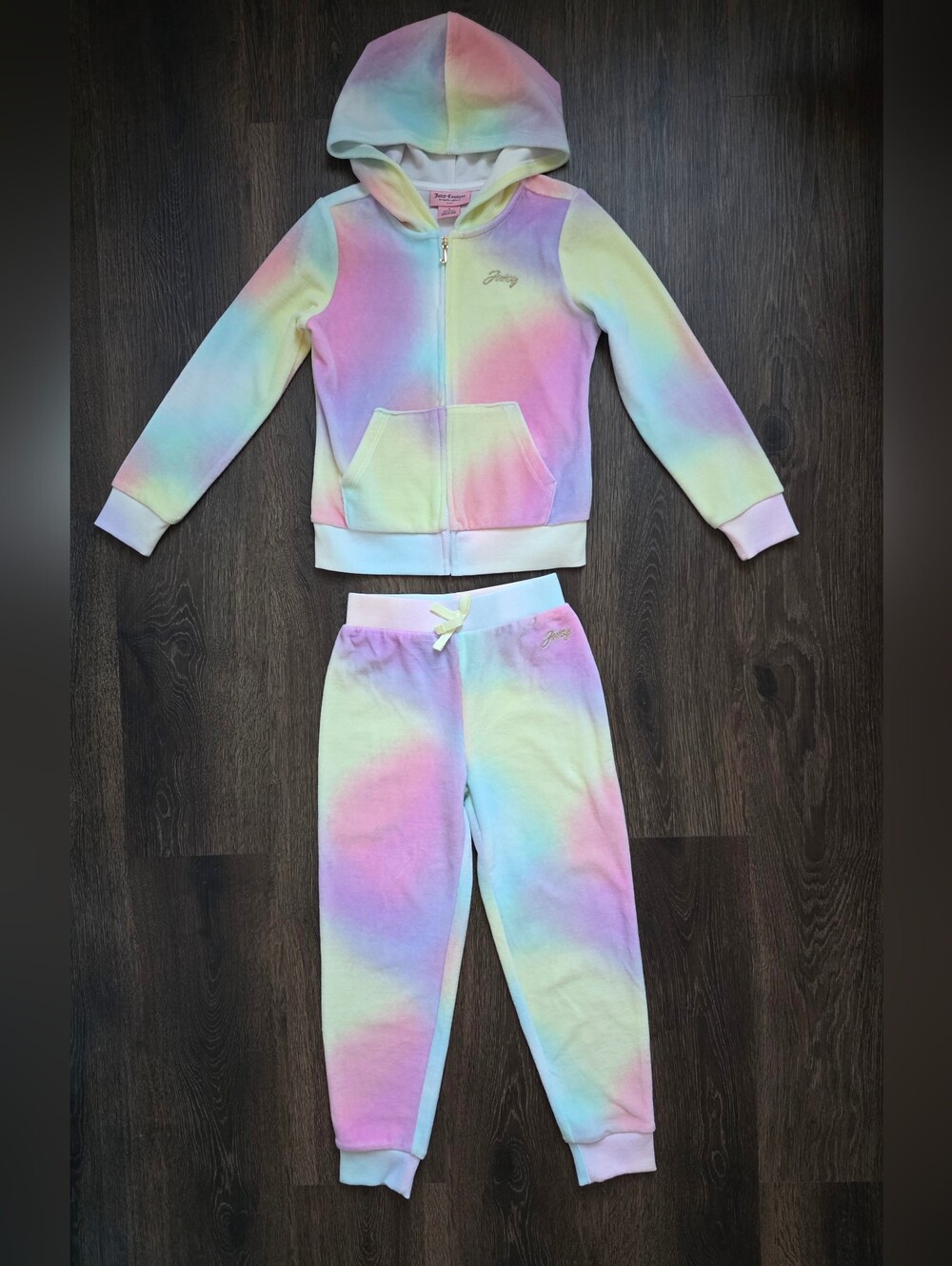 Juicy Couture 2-Piece Pastel Rainbow Velour Tracksuit